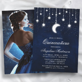 Celestial Måne Stars Ljus Photo Quinceanera Inbjudningar