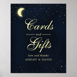 Celestial Måne Stars Midnight Blue Cards & Gifts Poster