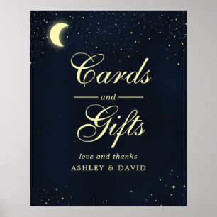 Celestial Måne Stars Midnight Blue Cards & Gifts Poster