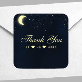Celestial Måne Stars Midnight Blue Tack Fyrkantigt Klistermärke