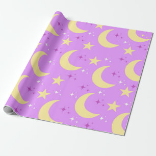 Celestial Måne Stars Mönster Presentpapper