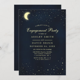 Celestial Måne Stars Night Himlar Förlovningsfest Inbjudningar