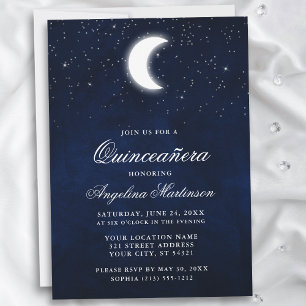 Celestial Måne Stars Quinceanera-inbjudan Inbjudningar