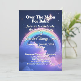 Celestial Måne & Stars Rainbow Baby Shower Inbjudningar