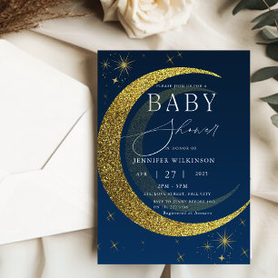 Celestial Måne Stars Starry Night Baby Shower Inbjudningar
