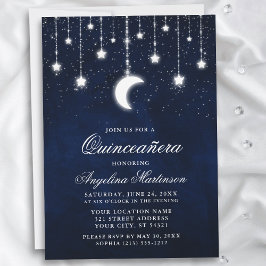 Celestial Måne Stars String Ljus Quinceanera Inbjudningar