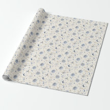 Celestial Måne & Stars Wrapping Papper Navy/Cream