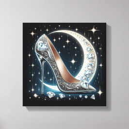 Celestial Måne, Stilettos, Diamond Shaped Hearts Canvastryck