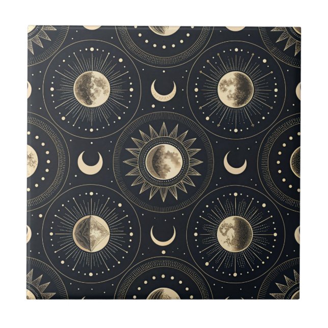 Celestial månfas (4) kakelplatta (Framsidan)