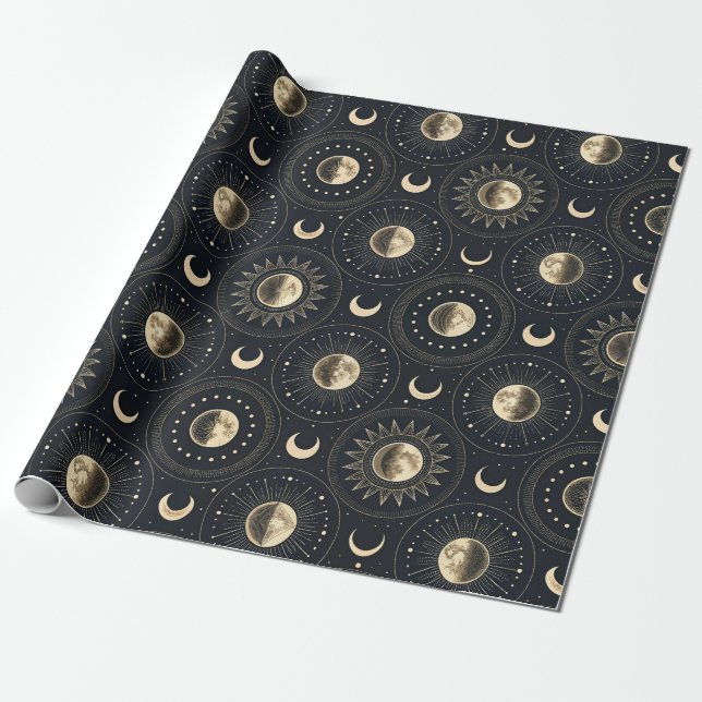 Celestial månfas (4) presentpapper (Utrullad)
