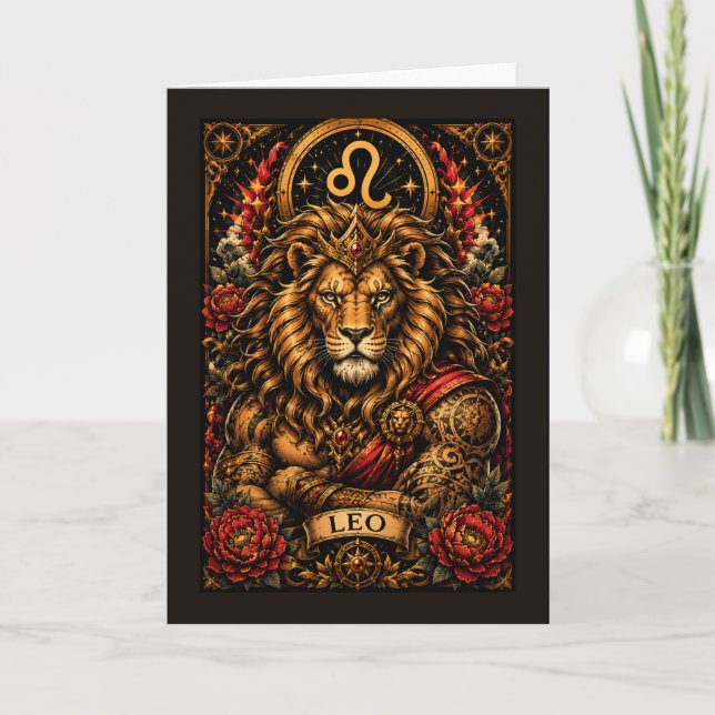 Celestial Manlig Zodiac Leodesign Helgkort (Framsida)