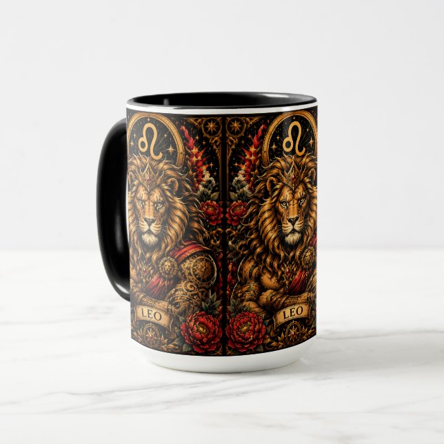 Celestial Manlig Zodiak Lejon design Mugg (Framsida vänster)