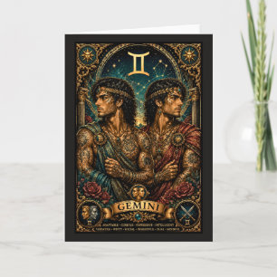 Celestial Manlig Zodiak Tvillingarna design Kort