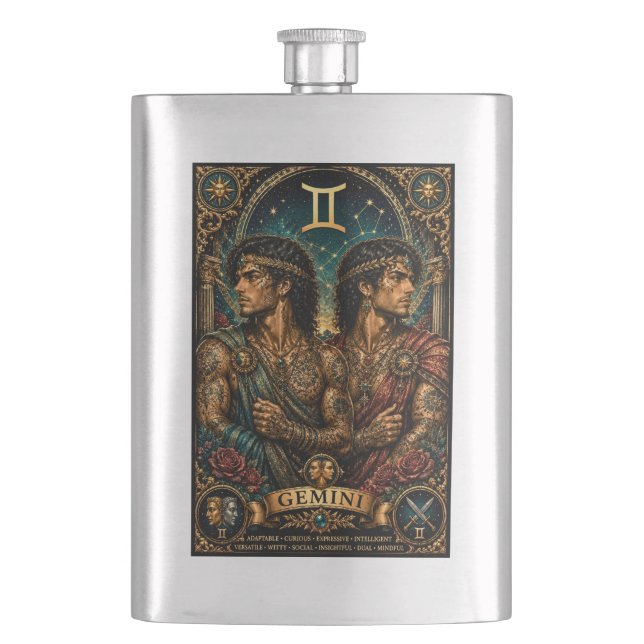 Celestial Manlig Zodiak Tvillingarnas design Fickplunta (Framsidan)