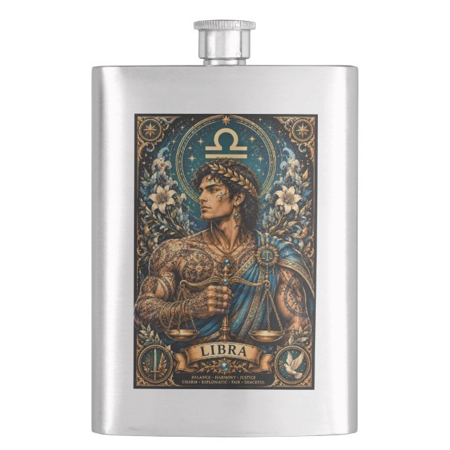 Celestial Manlig Zodiak Vågen design Fickplunta (Framsidan)