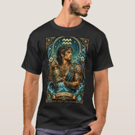 Celestial Manlig Zodiak Vattumannen design T Shirt