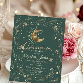 Celestial månstjärnor ram Quinceanera Inbjudningar