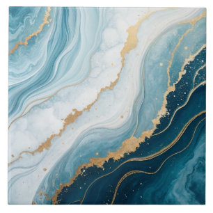 Celestial Marble - Blue, White & Guld Luxury Kakelplatta