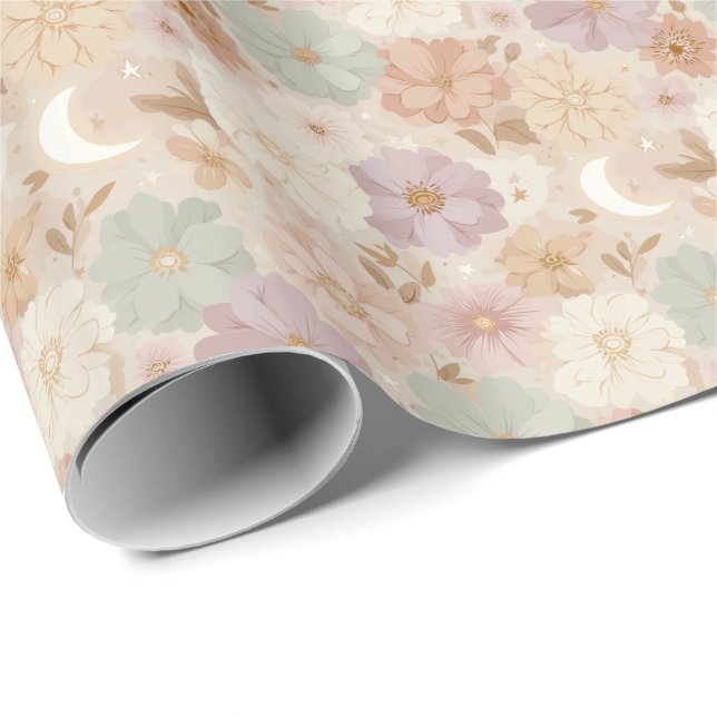 Celestial Meadow Blommigt Presentpapper (Rullad Hörn)