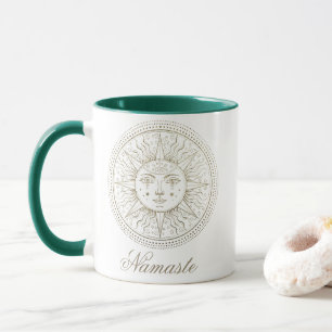 Celestial Medallion Boho Zodiac Sol Ansikte Mand Mugg