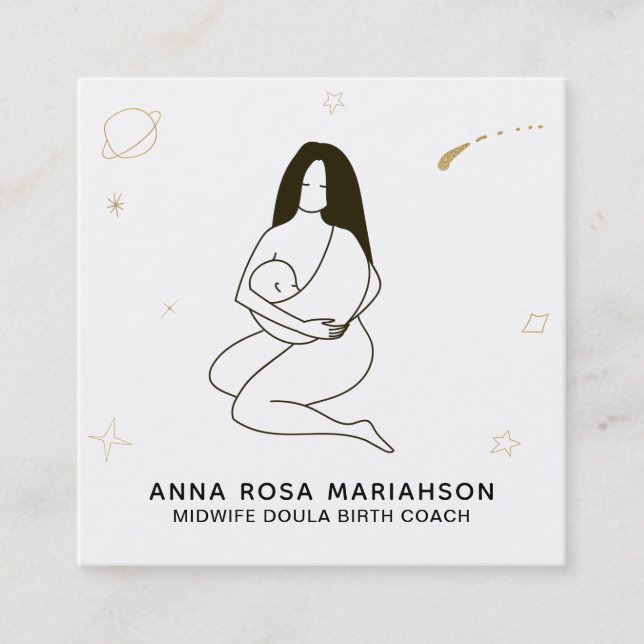 *~* Celestial Midfru Doula Birth Gravid Fyrkantigt Visitkort (Framsida)