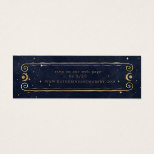 Celestial Midnight Blue Guld Bröllop webbplats Litet Visitkort