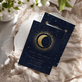 Celestial Midnight Blue Stars Photo Save Date Inbjudningar