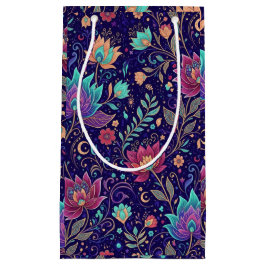 Celestial Midnight Floral Pattern with Moon