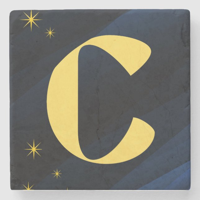 Celestial Midnight Gold Monogram Stenunderlägg (Framsidan)