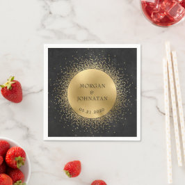 Celestial Midnight Guld Måne Bröllop Napkins Pappersservett