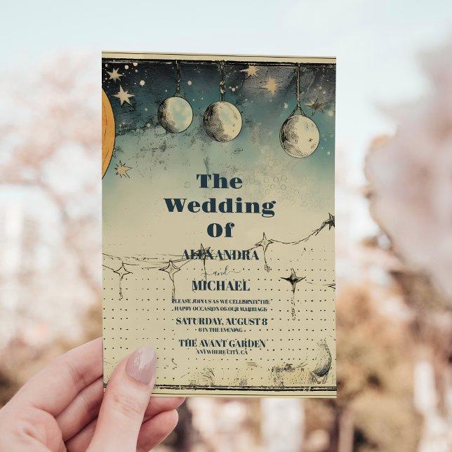 Celestial Midnight Stars Bröllop Inbjudningar (Skapare uppladdad)