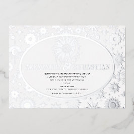 Celestial Midnight Stars Måne Sol Bröllop Silver