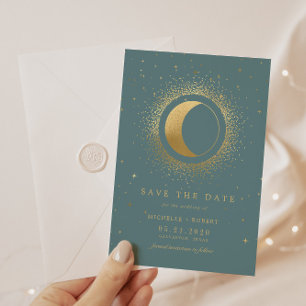 Celestial Midnight Stars Photo Save Date Inbjudningar