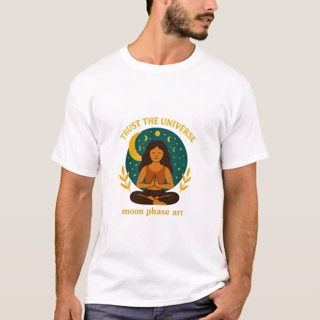 Celestial mindful Måne Design T Shirt (Framsida)