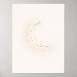 Celestial Minimal Måne Väggkonst – Beige Halvmåne