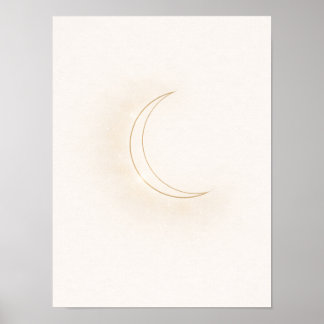 Celestial Minimal Måne Väggkonst – Beige Halvmåne