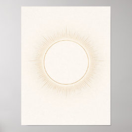 Celestial Minimal Sun Wall Art – Neutral Beige  Poster