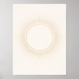 Celestial Minimal Sun Wall Art – Neutral Beige  Poster