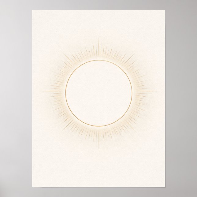 Celestial Minimal Sun Wall Art – Neutral Beige  Poster (Framsidan)