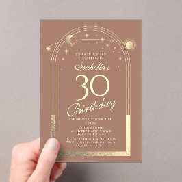 Celestial Mocha Guld Sol Måne Stars 30års födelsed