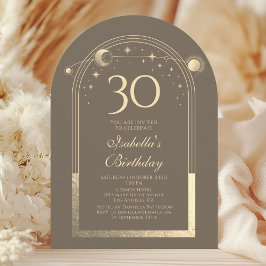 Celestial Mocha Guld Sol Måne Stars 30års födelsed Inbjudningar