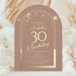 Celestial Mocha Guld Sol Måne Stars 30års födelsed Inbjudningar<br><div class="desc">Celestial Mocha Mousse Guld Sol Måne Astronomy 30års födelsedag bjuder in en elegant sol,  måne och stjärnor med en gyllene guld på en mocha mousse-bakgrund. Inuti finns din anpassningsbar 30-årsinbjudan. Anpassa genom att redigera texten i textrutorna. Designad för dig av Evco Studio www.zazzle.com/store/evcostudio</div>