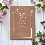 Celestial Mocha Guld Sol Måne Stars 30års födelsed Inbjudningar<br><div class="desc">Celestial Mocha Mousse Guld Sol Måne Astronomy 30års födelsedag bjuder in en elegant sol,  måne och stjärnor med en gyllene guld på en mocha mousse-bakgrund. Inuti finns din anpassningsbar 30-årsinbjudan. Anpassa genom att redigera texten i textrutorna. Designad för dig av Evco Studio www.zazzle.com/store/evcostudio</div>