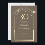 Celestial Mocha Guld Sol Måne Stars 30års födelsed Inbjudningar<br><div class="desc">CELESAL Mocha Guld Sol Måne Astronomy 30års födelsedag Fotoinbjudan har en elegant sol,  måne och stjärnor med en gyllene guld på mocha-bakgrund. Inuti finns din anpassningsbar 30-årsinbjudan. Lägg till ditt favoritfoto på motsatt sida. Designad för dig av Evco Studio www.zazzle.com/store/evcostudio</div>