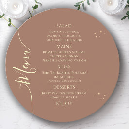 Celestial Mocha Guld Sol Måne Stars 30års födelsed Meny