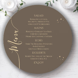 Celestial Mocha Guld Sol Måne Stars 30års födelsed Meny