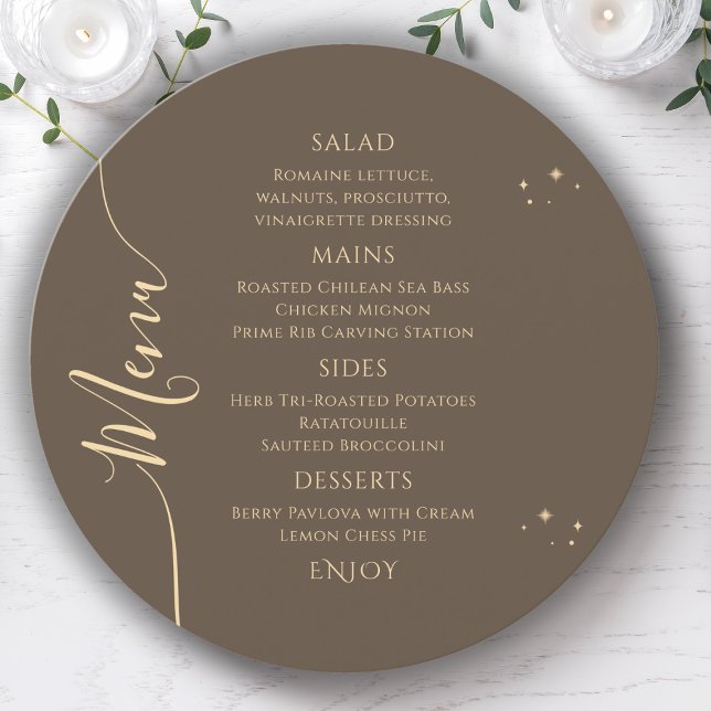 Celestial Mocha Guld Sol Måne Stars 30års födelsed Meny (Skapare uppladdad)