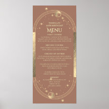 Celestial Mocha Guld Sol Måne Stars 30års födelsed