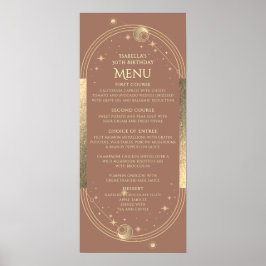 Celestial Mocha Guld Sol Måne Stars 30års födelsed Poster