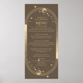 Celestial Mocha Guld Sol Måne Stars 30års födelsed Poster